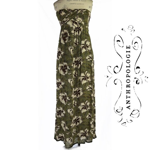 Anthropologie Strapless Floral Maxi Dress By Edme & Esyllte - Picture 1 of 13